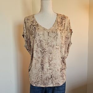 White House Black Market Beige Snakeskin Blouse